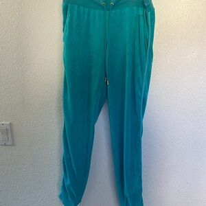 Juicy Couture velour track pants size medium Aqua color